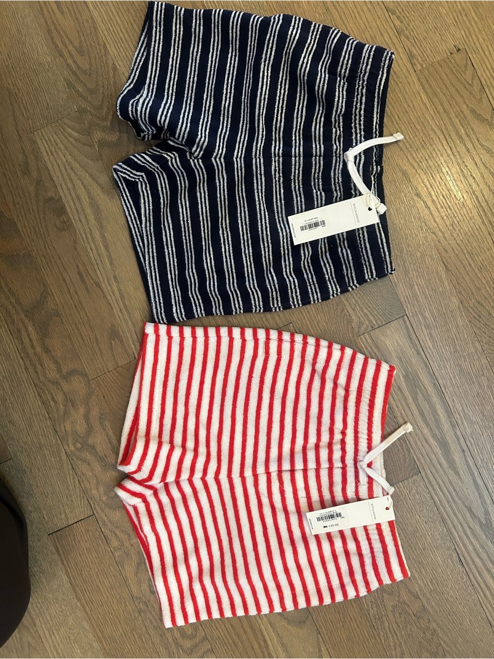 Janie and Jack Striped Terrycloth Shorts - Navy & Red